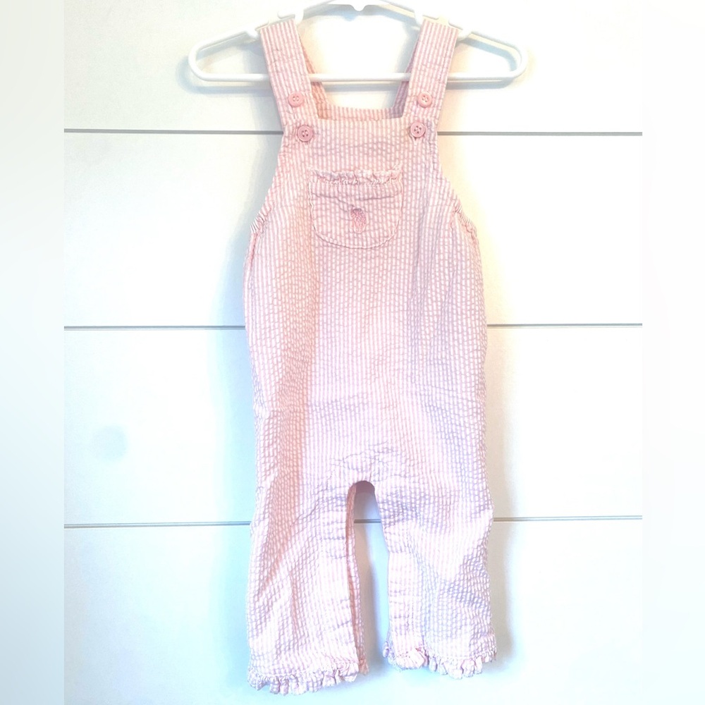 Charming Pink Striped Kids Overalls